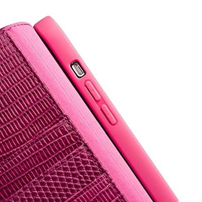 Qialino - iPhone 14 Plus - Leren bookcase hoes - Croco Roze Qialino - iPhone 14 Plus - Leren bookcase hoes - Croco Roze