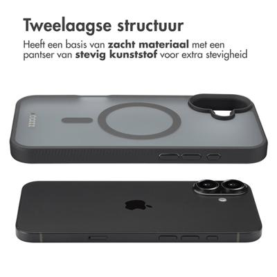 Accezz Rugged Frosted met MagSafe voor Apple iPhone 16 Plus Telefoonhoesje Zwart