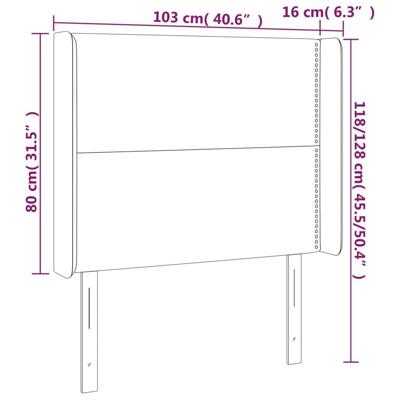 Hoofdbord met randen 103x16x118/128 cm kunstleer wit - thumbnail