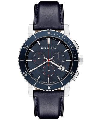 Horlogeband Burberry BU9383 Leder Blauw 22mm Horlogeband Burberry BU9383 Leder Blauw 22mm