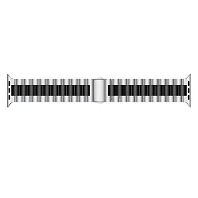 Stalen schakelband - Zilver met zwart - Geschikt voor Apple watch 44mm / 45mm / 46mm / 49mm