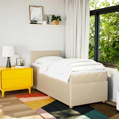 Boxspring met matras stof crèmekleurig 120x200 cm