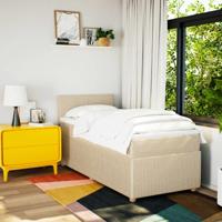 Boxspring met matras stof crèmekleurig 90x200 cm - thumbnail