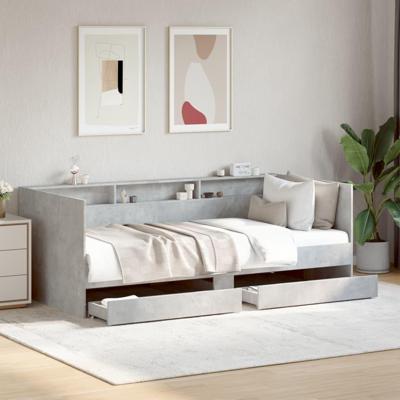 Slaapbank met lades zonder matras 100x200 cm betongrijs