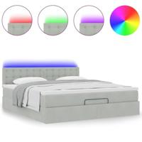 Ottoman bed met matras en LED's 160x200cm fluweel lichtgrijs - thumbnail
