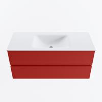 MONDIAZ VICA 110cm badmeubel onderkast Fire 2 lades. Wastafel CLOUD midden zonder kraangat, kleur Talc. - thumbnail