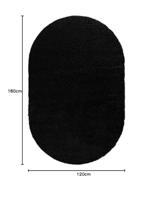 Tapeso Ovaal hoogpolig vloerkleed shaggy Trend effen - zwart - 120x180 - thumbnail