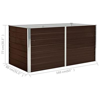 Plantenbak verhoogd 160x80x77 cm gegalvaniseerd staal bruin - thumbnail