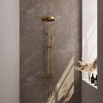 BRAUER Stripe Opbouw Thermostatische Regendouche - SET 01 - 25cm hoofddouche - staaf handdouche - doucheslang - goud geborsteld PVD 5-GG-348 BRAUER Stripe Opbouw Thermostatische Regendouche - SET 01 - 25cm hoofddouche - staaf handdouche - doucheslang - goud geborsteld PVD 5-GG-348