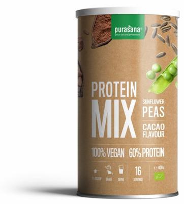 Purasana Protein mix pea sunflower cacao vegan bio 400 Gram Purasana Protein mix pea sunflower cacao vegan bio 400 Gram