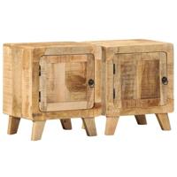 Nachtkastje 2 st 40x32x46 cm massief hout ruw mangohout - thumbnail