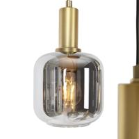 QAZQA Smart hanglamp zwart met goud met smoke glas incl. 5 Wifi A60 - - thumbnail