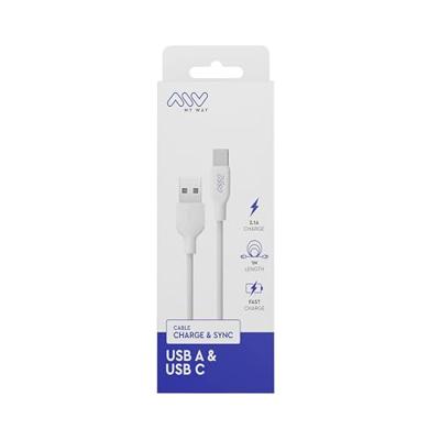 MyWay MWUSC0019 USB-C kabel (gegevens/opladen), 2,1 A, zwart