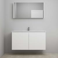 On-Line Badkamermeubelset - 120 cm - Voorgemonteerd - Greeploos 2 Deuren - Porseleinen Wastafel - 1 Kraangat - Spiegelkast - Mat Wit - thumbnail