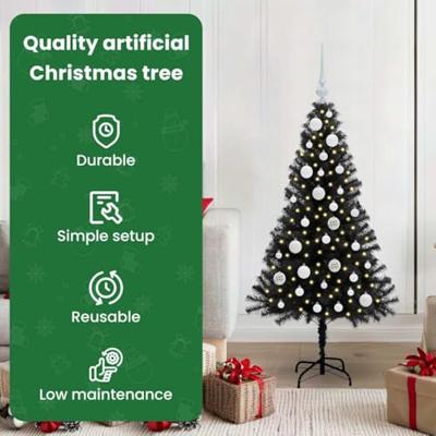 VidaXL Kerstboom met 150 led met standaard zwart 120 cm pvc