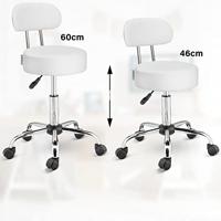Draaikruk met verchroomd stalen basis + rugleuning wit - thumbnail
