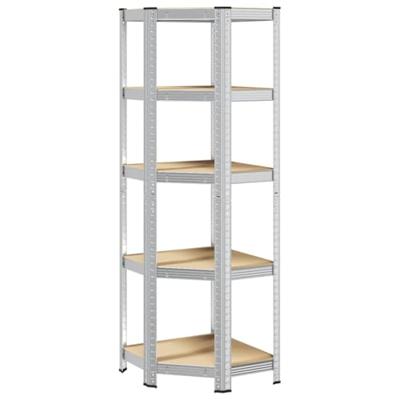 VidaXL Hoekrek 5-laags staal en bewerkt hout zilverkleurig