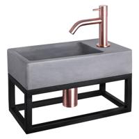 Differnz Differnz Force fonteinset beton donkergrijs - kraan gebogen - met handdoekrek rood koper - thumbnail