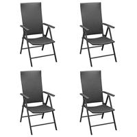 Tuinstoelen 4 st poly rattan zwart - thumbnail