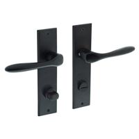 Deurkruk Banaan met schild 181x41x7mm WC78/8mm mat zwart - thumbnail