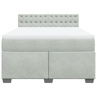 Boxspring met matras fluweel lichtgrijs 160x200 cm