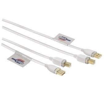 Hama USB-aansluitkabel A-stekker - B-stekker, 3 m, wit