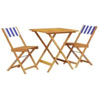 3-delige Bistroset stof en massief hout blauw en wit - thumbnail