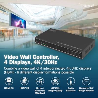 Digitus DS-55358 HDMI-extender HDMI, HDMI-ingang, USB-C Via signaalkabel 10 m