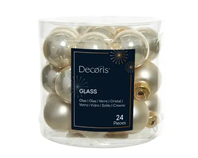 Decoris kerstballen set glas 24st parel 2,5cm Decoris kerstballen set glas 24st parel 2,5cm