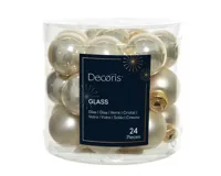 Decoris kerstballen set glas 24st parel 2,5cm - thumbnail