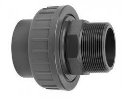 Druk PVC 3-delige koppeling - 90mm x 3 Buitendraad - 16 bar