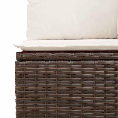 11-delige Loungeset met kussens poly rattan bruin - thumbnail