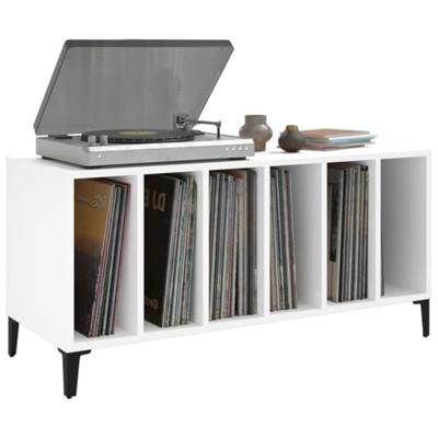 Platenkast 100x38x48 cm bewerkt hout wit - thumbnail