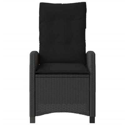 Tuinstoelen 2 st verstelbaar met kussens poly rattan zwart - thumbnail