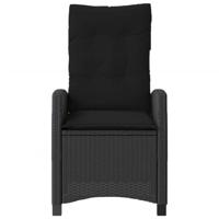 Tuinstoelen 2 st verstelbaar met kussens poly rattan zwart - thumbnail