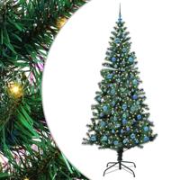 VidaXL Kunstmatig voorverlicht kerstboom groen 240 cm pvc en metaal - thumbnail