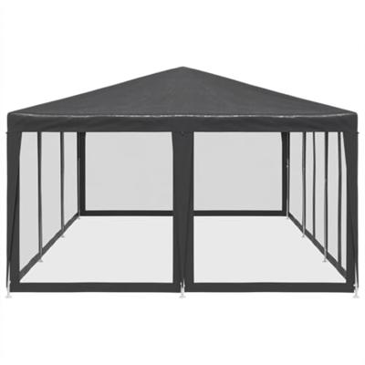 Partytent met 10 mesh zijwanden 6x4 m HDPE antracietkleurig