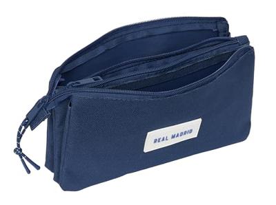 Pennenetui met 3 vakken Real Madrid C.F. Marineblauw 22 x 12 x 3 cm
