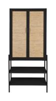 Dutchbone Opbergkast 'Yasu' Rattan, 160 x 70cm, kleur Zwart - thumbnail