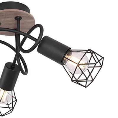 Globo PlafondlampXara I zwart met hout 3-lichts - 54802S-3DH
