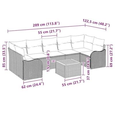 Tuinbankenset met opslag 8 pcs Zwart en Crème poly rattan