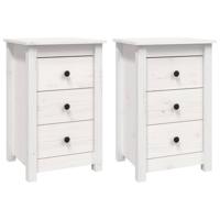 Nachtkastjes 2 st 40x35x61,5 cm massief grenenhout wit - thumbnail