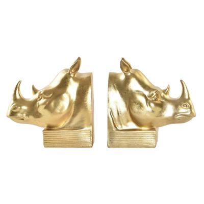 Bokstöd DKD Home Decor Neushoorn Gouden Hars Koloniaal 15 x 7,5 x 14,5 cm