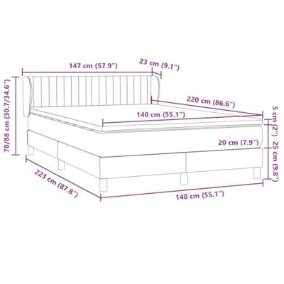 Boxspring met matras fluweel donkergrijs 140x220 cm