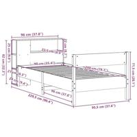 Bed met boekenkast zonder matras grenenhout wit 90x200 cm - thumbnail