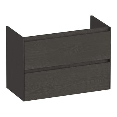 Brauer Inspire - Onderkast Ondiep - 80 cm - met 2 Softclose Lades Greeploos en 1 Sifon Uitsparing - Timber Anthracite