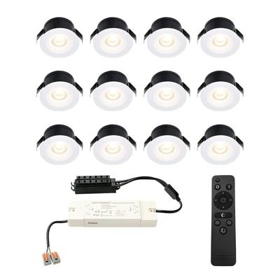 Set van 12 Cadiz LED Mini Inbouwspots met Trafo - 12 Volt 3 Watt 200 lumen - Dimbaar - Plat 26mm (Lage inbouwdiepte) - 2700K - IP44 waterdicht - Wit - Veranda spotjes - overkapping spotjes