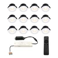 Set van 12 Cadiz LED Mini Inbouwspots met Trafo - 12 Volt 3 Watt 200 lumen - Dimbaar - Plat 26mm (Lage inbouwdiepte) - 2700K - IP44 waterdicht - Wit - Veranda spotjes - overkapping spotjes - thumbnail
