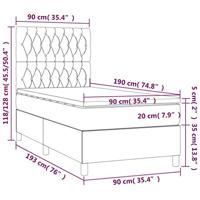 Boxspring met matras en LED stof donkerbruin 90x190 cm - thumbnail