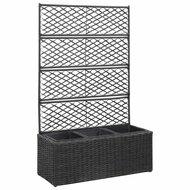 VidaXL Latwerkplantenbak verhoogd met potten 83x30x130 cm rattan zwart